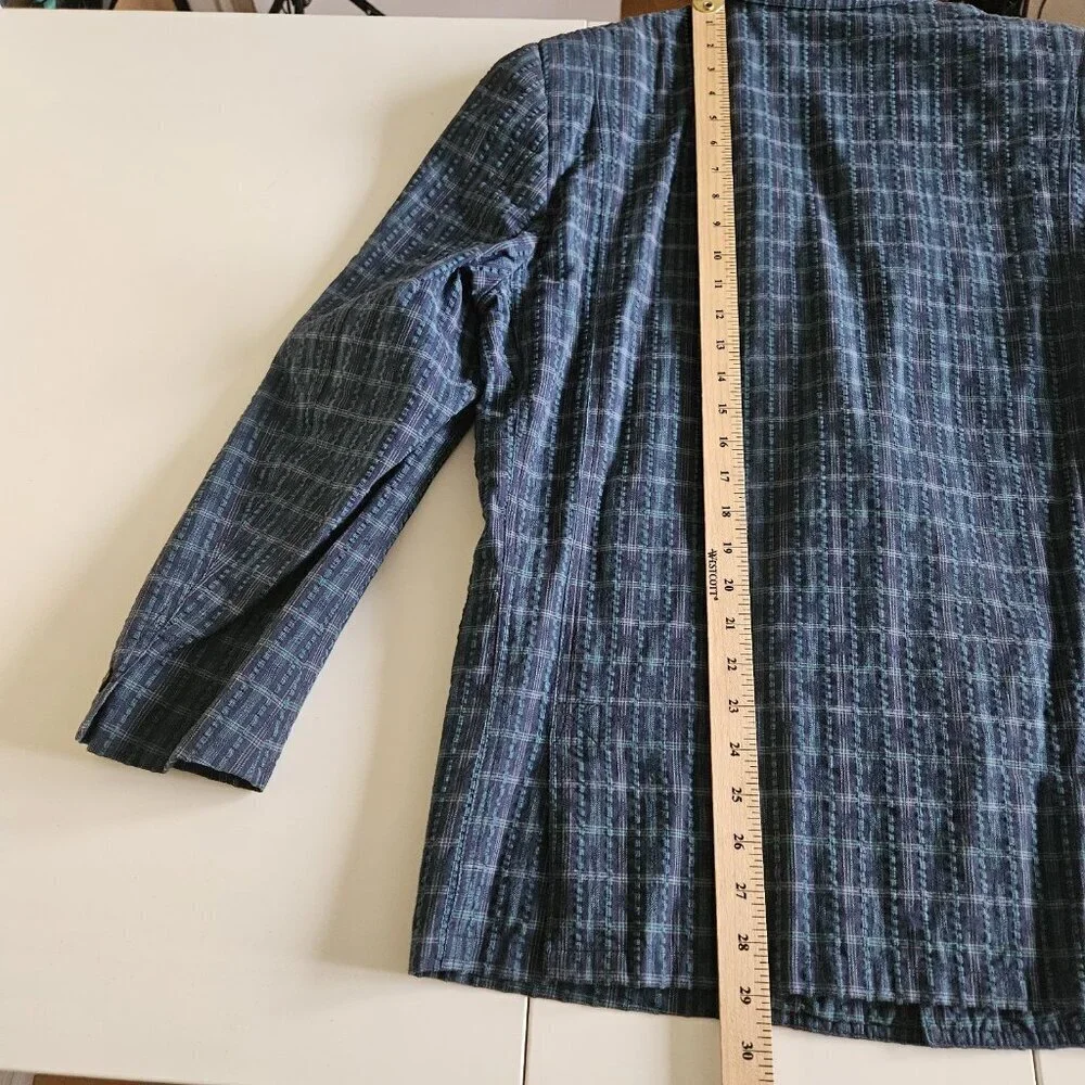 Azzurra Blazer Men 46 R Multi Seersucker Cotton Lined Sleeves Double Vented Boho - Picture 7 of 16